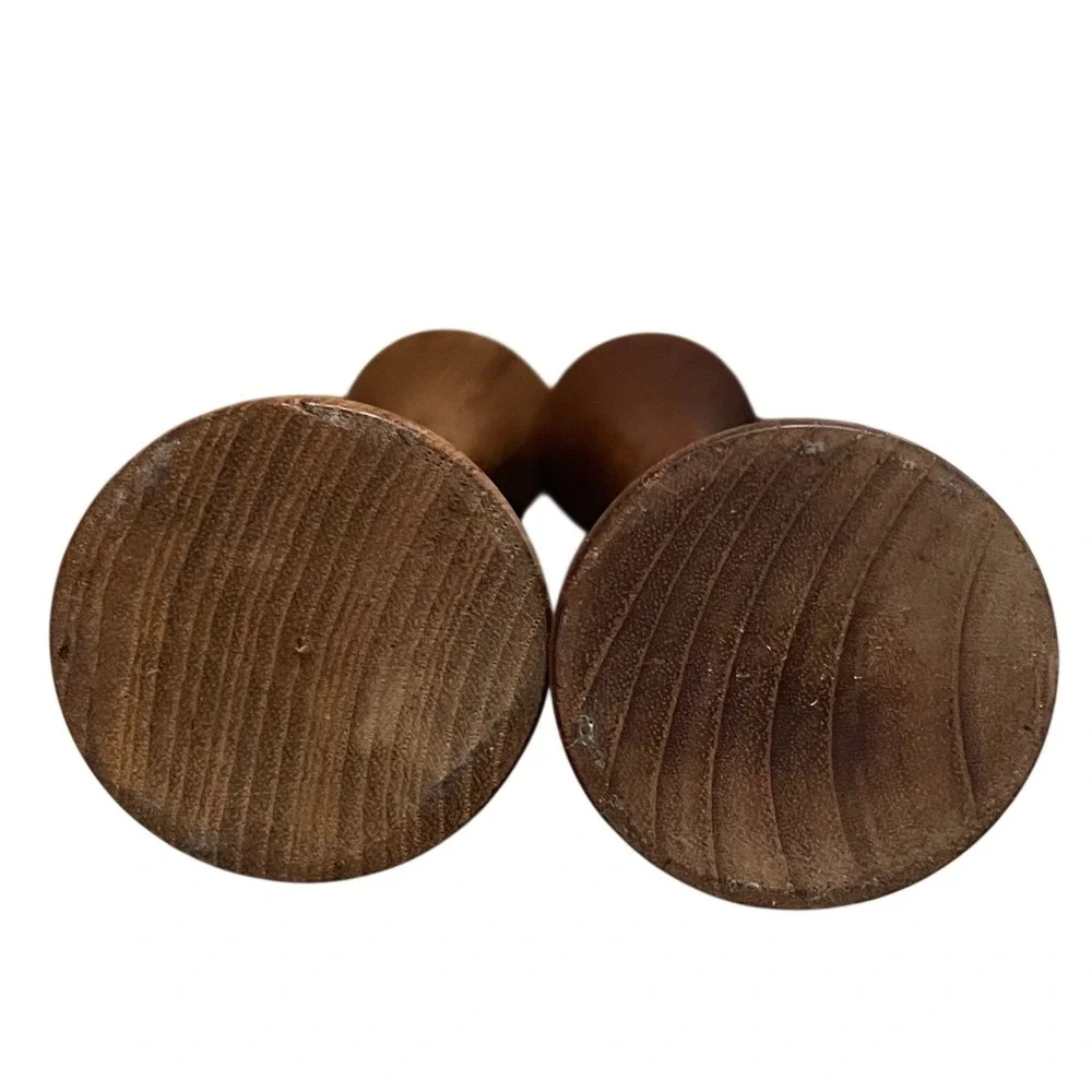 Vintage Mid-Century modern wood candlestick holders Danish style.‎